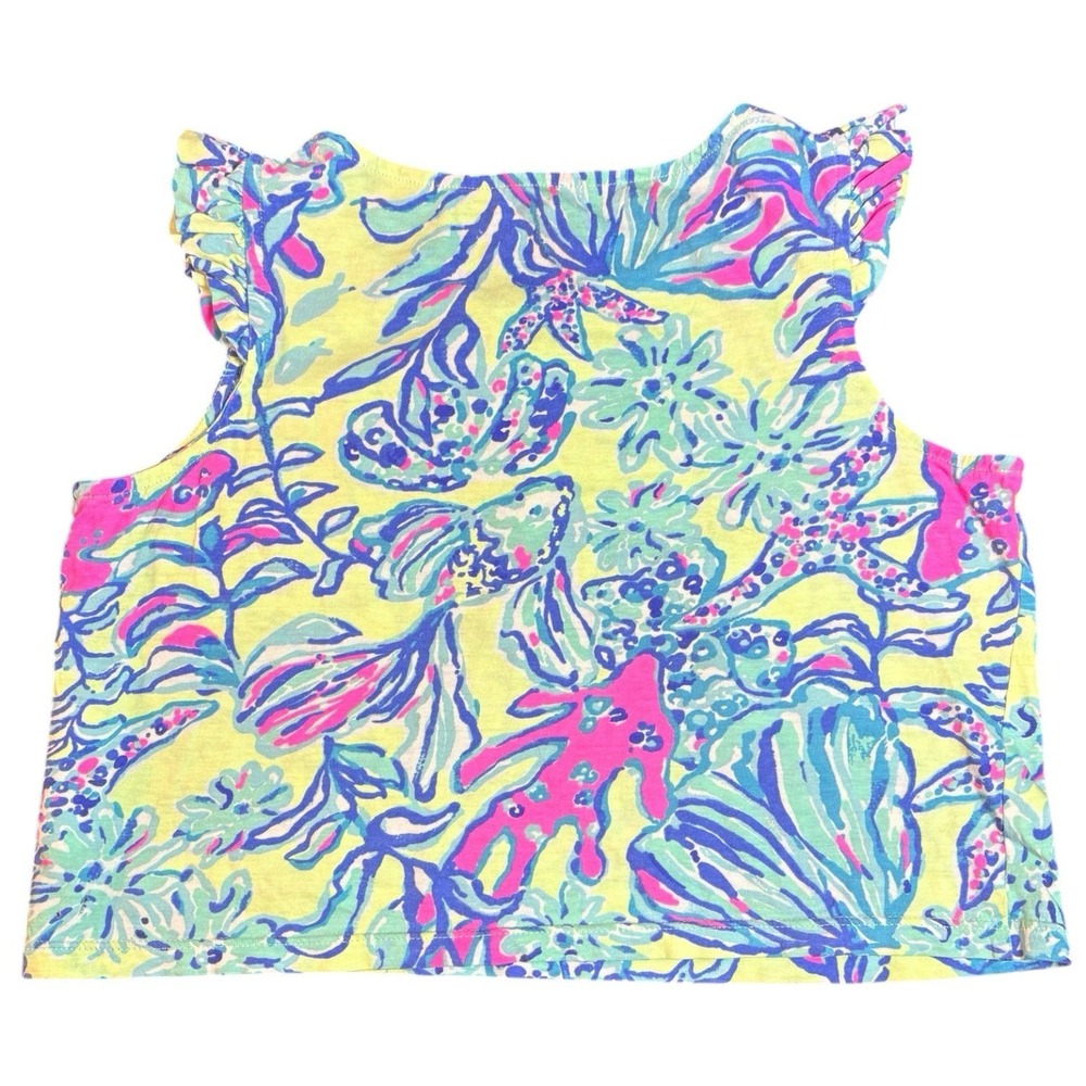 Lilly Pulitzer Girls 8‎ 10 Cropped Tropical Flutter Sleeve Top Preppy